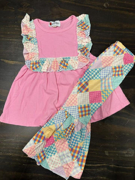 Patchwork Girl Bell Pant Set