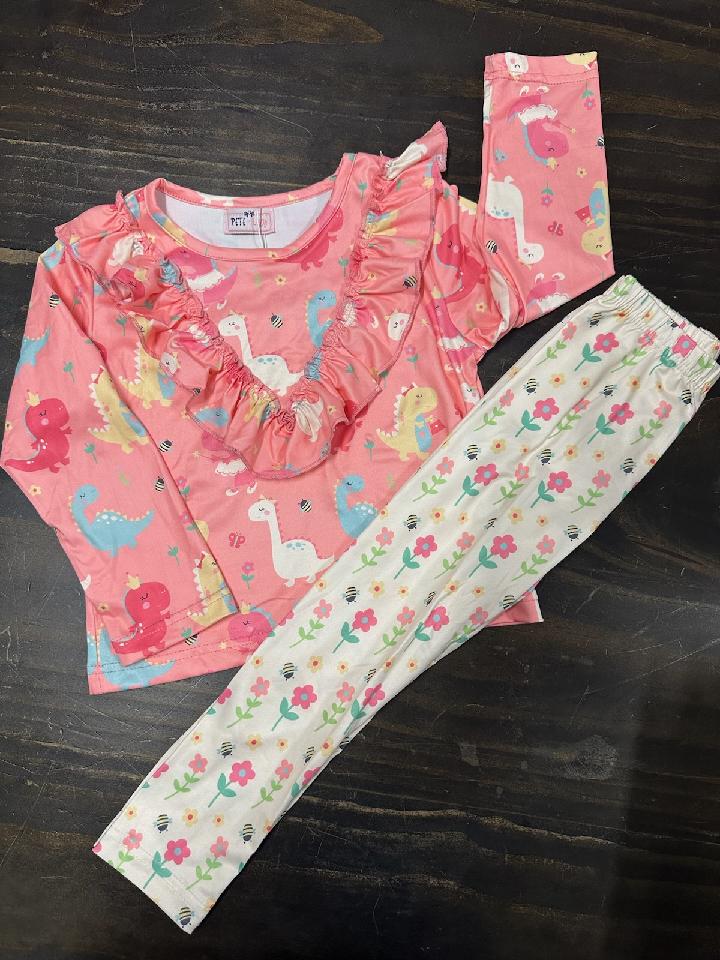 Dino Floral Girl Pant Set