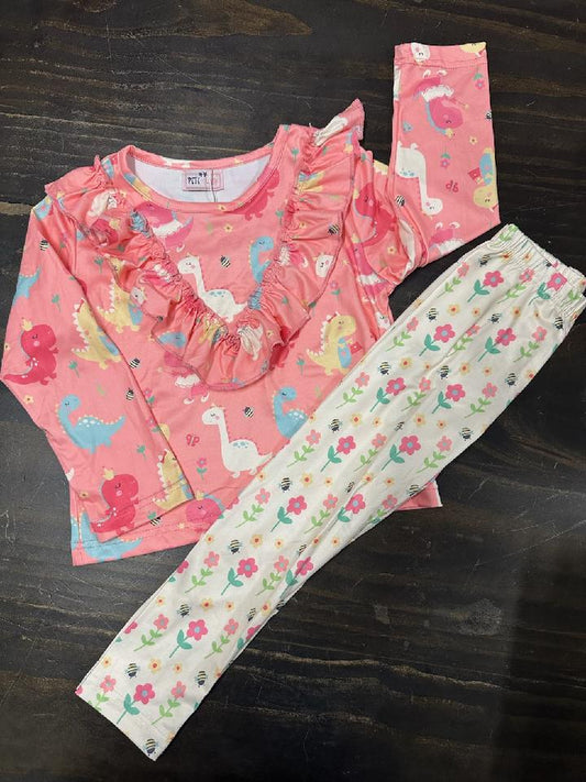 Dino Floral Girl Pant Set
