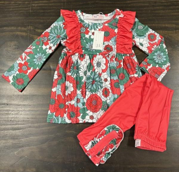 Christmas Floral Girl Pant set