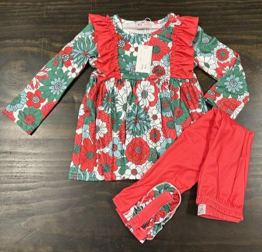 Christmas Floral Girl Pant set