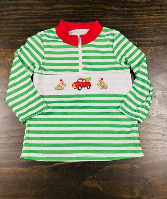 Embroidered Christmas Trio Boy Quater Zip