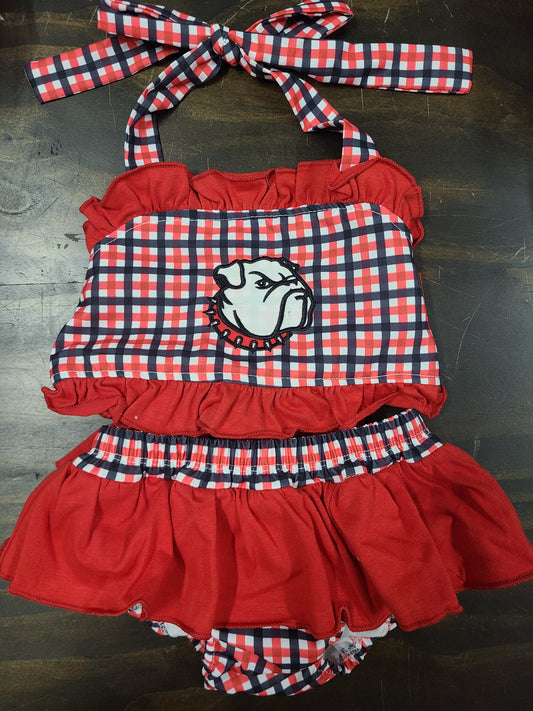 Bulldog Applique 2pc swim