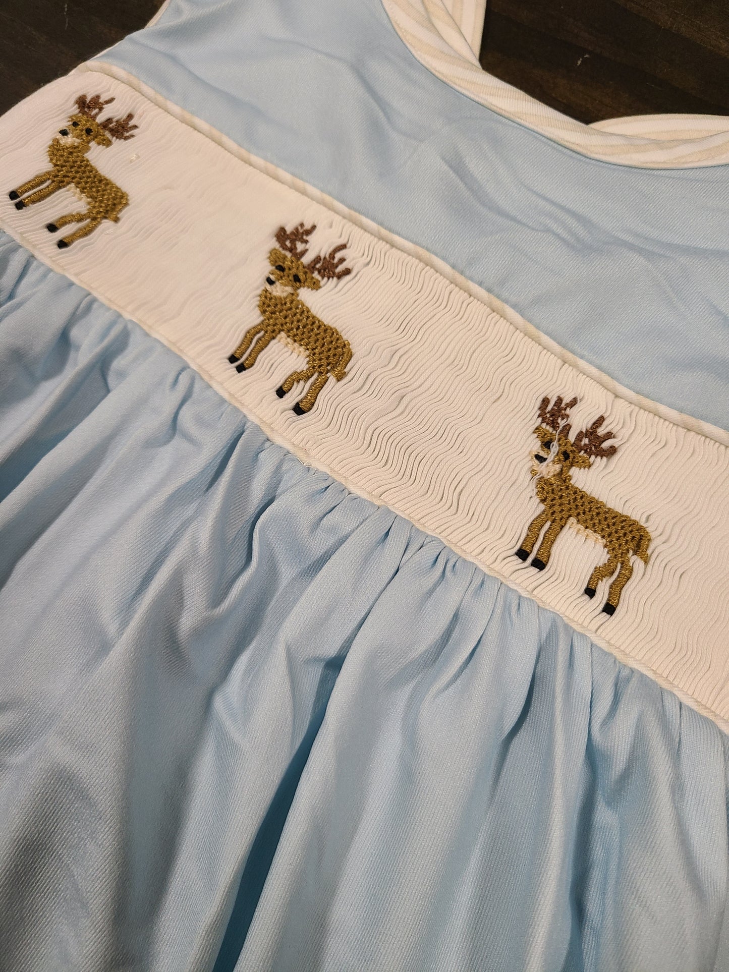 Smocked Deer Trio Girl dress