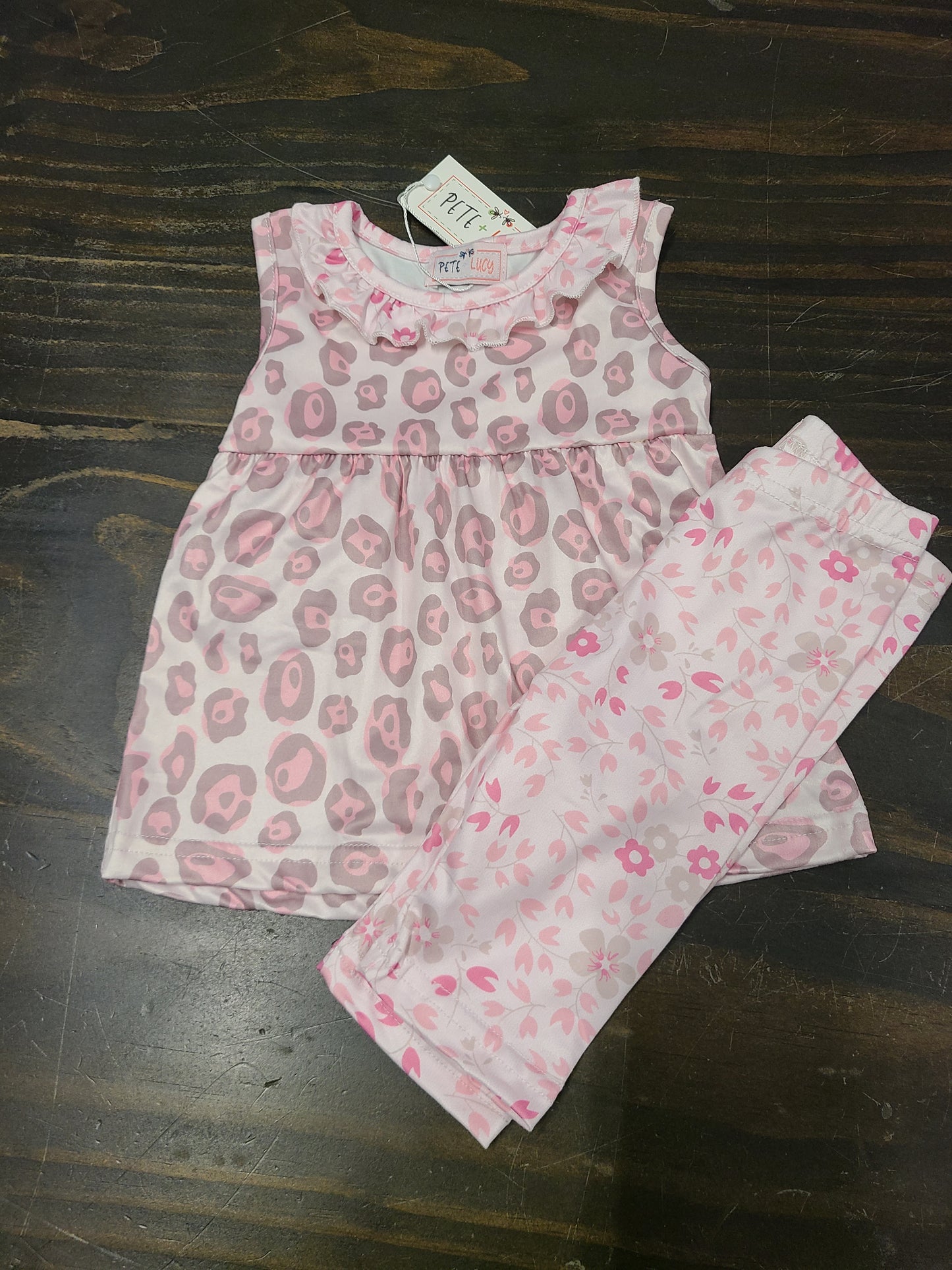 Pink Leopard Floral Capri set