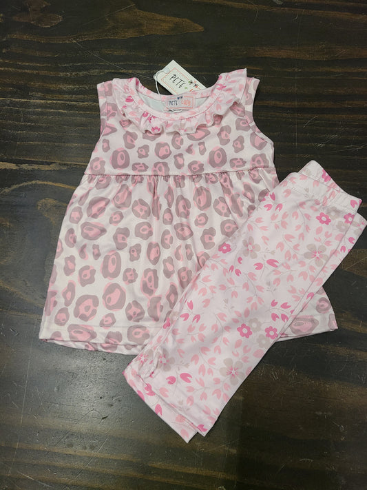 Pink Leopard Floral Capri set
