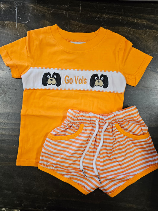 Summer Collegiate GO VOLS Boy Short Set