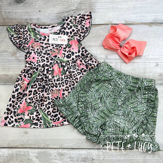 Tropical Leopard Shorts Set
