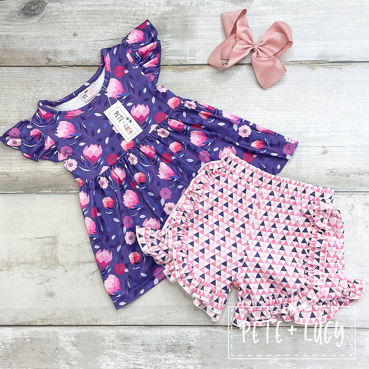 Geo Floral Shorts Set