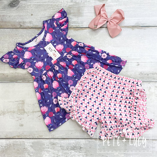Geo Floral Shorts Set