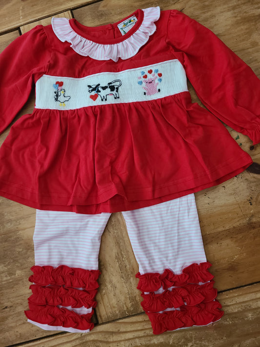 Head Over Hooves Smocked Girl Set