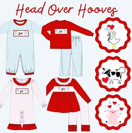 Head Over Hooves Smocked Girl Set