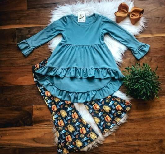 Hi Lo woodland bell pant set