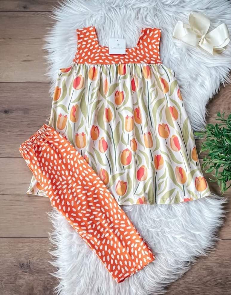 Orange Tulip Capri Set