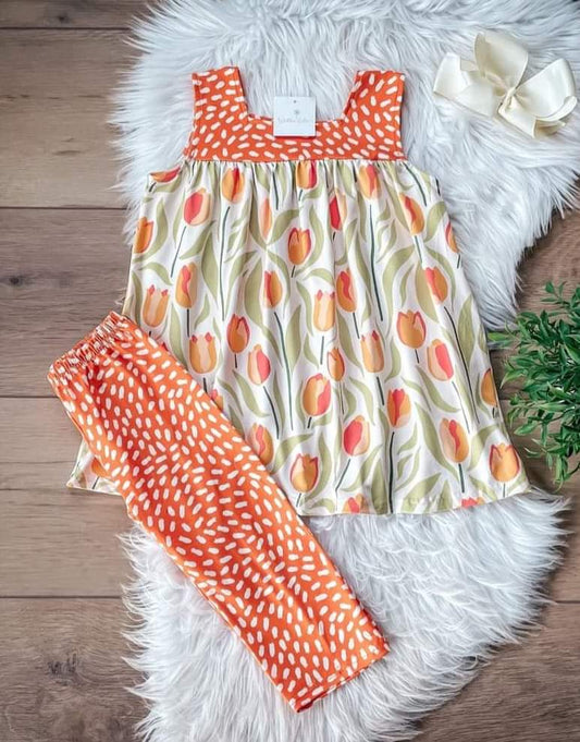 Orange Tulip Capri Set